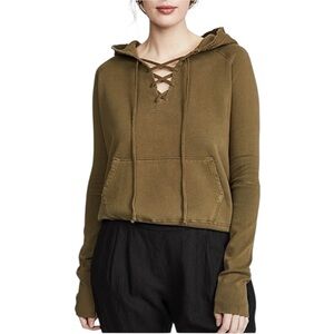 SOLD Nili Lotan | Women’s Army Green Fletcher Lace-Up Hoodie Size Small